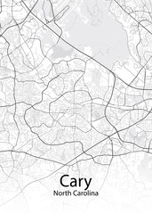 Fototapeta na wymiar Cary North Carolina minimalist map