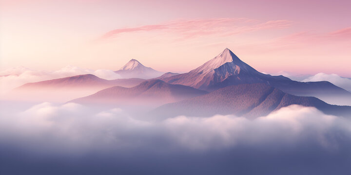 Morning Tranquility  Sun Rising over Misty Chinese Peaks,,
Majestic Sunrise Chinese Mountains in Morning Fog
