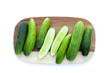 Fresh cucumbers on white background.