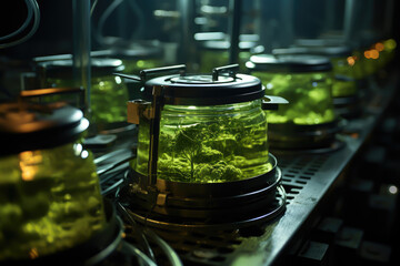 Algae bioreactor producing superfood spirulina.