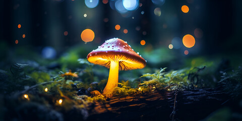 Ethereal Glow Enchanting Forest with Giant Illuminated Mushrooms,,
Glowing Giants  Magical Mushrooms in an Enchanted Forest
