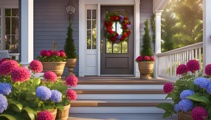 Beautiful design of the porch of the house, exterior decor of the house,
