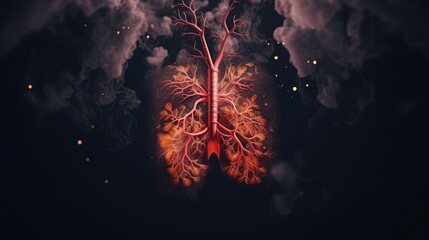 Lungs with breathing symbol