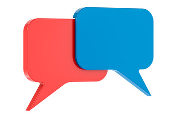 Fototapeta premium Two speech bubbles, dialogue or debate, concept. 3D rendering isolated on transparent background