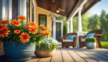 Beautiful design of the porch of the house, exterior decor of the house,