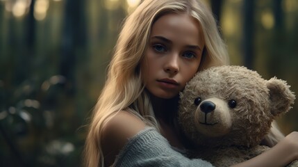 Beautiful girl with teddy bear 