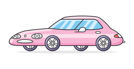 Pink luxury sports car isolated vector illustration