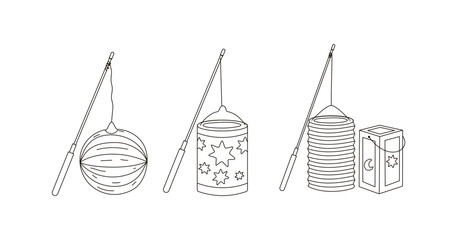 Lanterns set for saint martin day or laternenumzug,traditional in Germany © cottidie