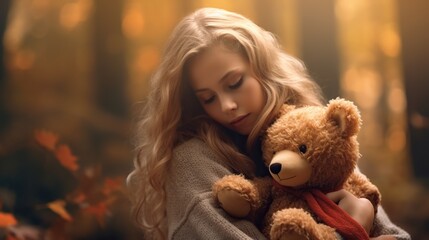 Beautiful girl with teddy bear 