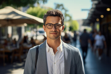 Obraz premium A tech entrepreneur in Silicon Valley, representing innovation and the tech industry in the USA. Generative Ai.