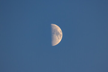 half moon in the black sky