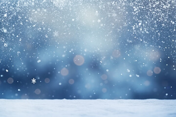 Fototapeta na wymiar winter, christmas background with snow, bokeh. copy space. High quality photo