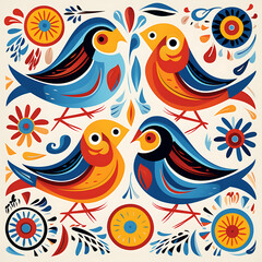 Naklejka premium bird walpaper, wall art, background, illustrated birds, bird pattern, vintage wallpaper