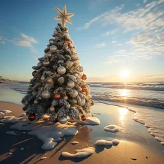 Foto auf Alu-Dibond christmas tree on the beach © Jan