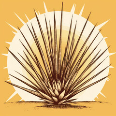 Yucca leaf spears desert sun adobe spiky outlines
