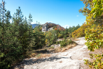 Fototapeta na wymiar Autumn view of ancient sanctuary Belintash, Bulgaria
