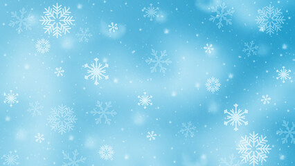 Naklejka na ściany i meble Winter magic. Snowflakes on a blue background. Snowfall.