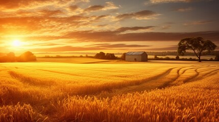 Fototapeta premium wheat field at sunset