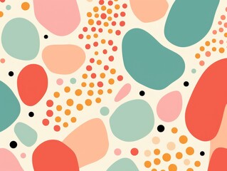 A colorful abstract pattern with dots and shapes. Abstract pattern with dots and organic shapes. - Powered by Adobe