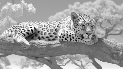 leopard relaxing on a tree