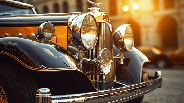 Fototapeta vintage car headlight