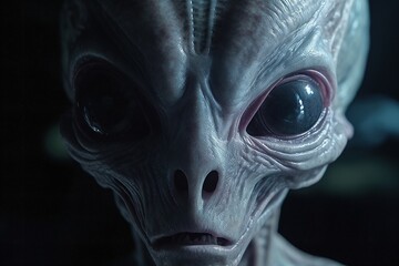 Naklejka premium Alien in retro style. Alien head with big eyes
