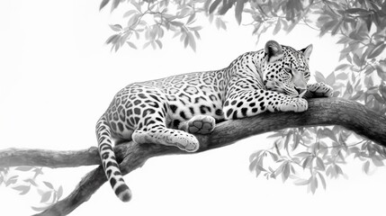 Leopard relaxing on the tree, wild life photography