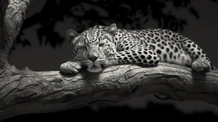 Leopard relaxing on the tree, wild life photography