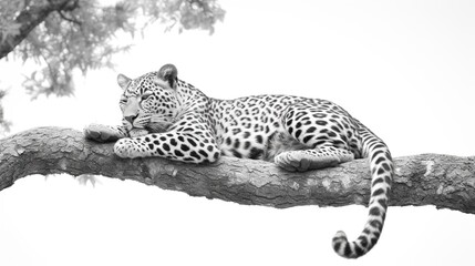 Leopard relaxing on the tree, wild life photography