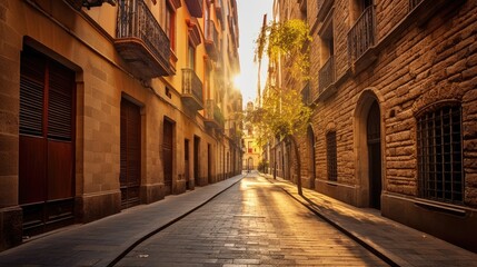 Fototapeta na wymiar narrow street in Barcelona