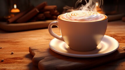 cup of coffee with cinnamon sticks