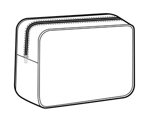 Cosmetic Box Bag silhouette. Fashion accessory technical illustration. Vector satchel front 3-4 view for Men, women, unisex style, flat handbag CAD mockup sketch outline isolated © Vectoressa