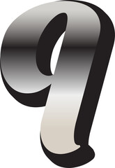 Gradient metallic lowercase letter q
