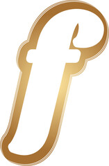 Gold outline lowercase letter f