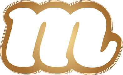 Gold outline lowercase letter m