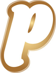 Gold outline lowercase letter p