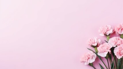 Fototapeta na wymiar Carnation flowers on background isolated with copy space.