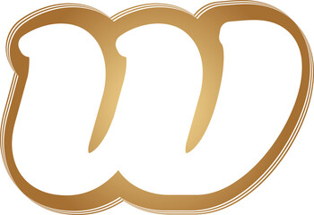 Gold outline lowercase letter w