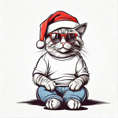 cat with santa hat