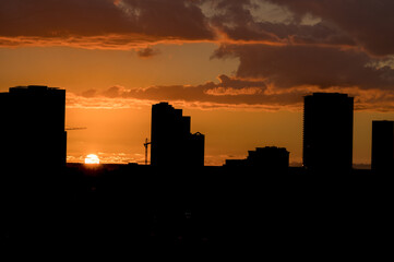 Cityscape Silhouette at Twilight.