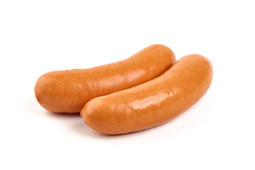 Boiled pork sausages, isolated on white background. High resolution image.