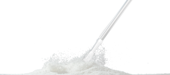 Trekking Poles put on snow ice. Telescopic trekking poles stick device for elderly people to walk with support protection hiking in woods mountain. Black background isolated