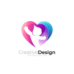 Kids logo and love care design social, children care logo template