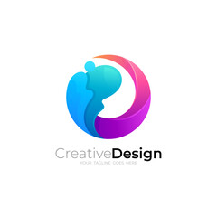 Water wave logo with circle design colorful, abstract icons, swoosh