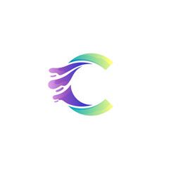 Letter C logo with swoosh design, abstract C icon template