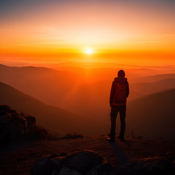 silhouette of a man on a mountain top