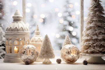 Fototapeta na wymiar Christmas holiday decor on the background of a Christmas tree, home comfort and holiday concept