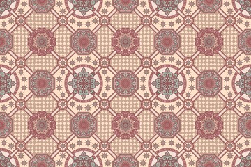 ピンクのダマスク柄 シームレスパターン