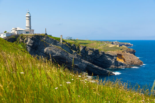 Lighthouse at cape Major (Faro de Cabo Mayor). Santander. Spain