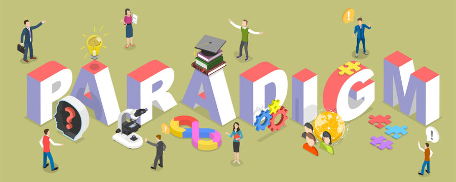 3D Isometric Flat Vector Illustration of Paradigm, Science or Philosophy Theory